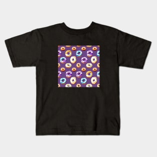 Variety Donuts on Purple - All Over Print Design Kids T-Shirt